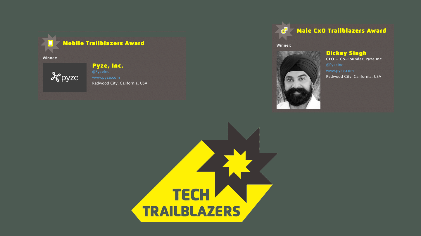 Pyze Wins Mobile Technology and Leadership Awards by Tech Trailblazers